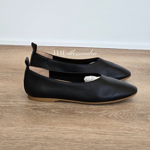 Quince Italian Leather Glove Ballet Flats Size 7.5 Blck Nappa Leather New in Box - Picture 4 of 15